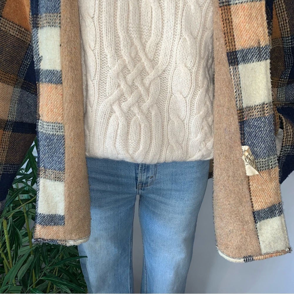v i n t a g e :: Plaid Wool Lined Barn Coat Shacket Fleece - Picture 10 of 14